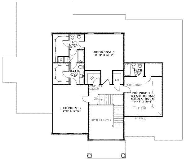 Colonial Floor Plan - Upper Floor Plan #17-641