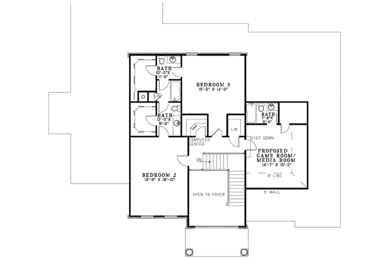 Home Plan - Floor Plan - Upper Floor for Colonial House Plan #17-641 - 3 bed, 4.5 bath