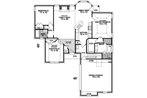 Floor Plan - Main Floor for European House Plan #81-514 - 2 bed, 2 bath