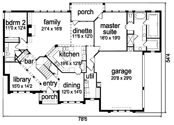 Home Plan - Traditional Floor Plan - Main Floor Plan #84-411