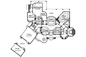 Floor Plan - Main Floor for Mediterranean House Plan #115-107 - 3 bed, 3.5 bath