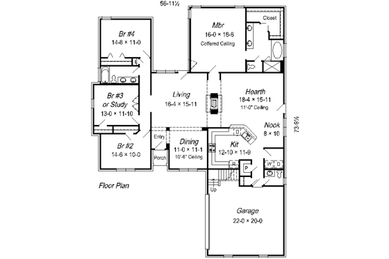 Floor Plan - Main Floor for European House Plan #329-255 - 4 bed, 2.5 bath