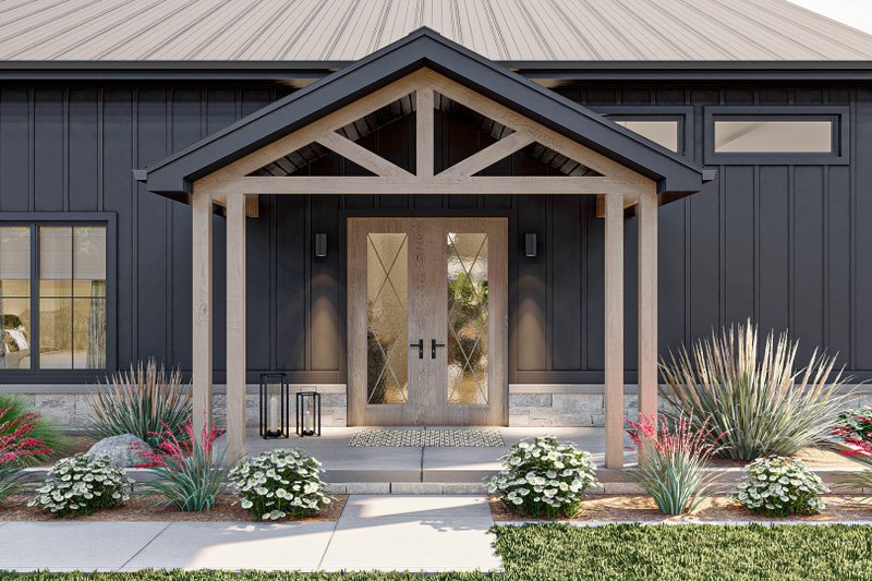 House Design - Exterior - Covered Porch for Barndominium House Plan #455-261 - 2 bed, 2 bath