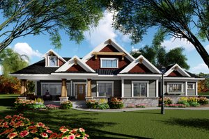 Ranch Exterior - Front Elevation Plan #70-1418