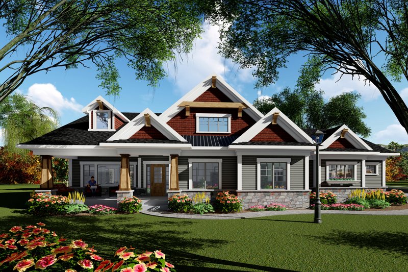 House Blueprint - Ranch Exterior - Front Elevation Plan #70-1418