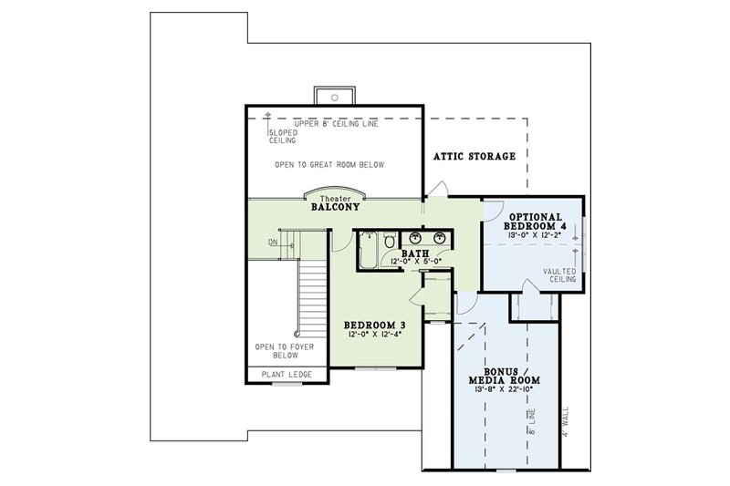 Dream House Plan - Floor Plan - Upper Floor for Traditional House Plan #17-3424 - 3 bed, 4 bath