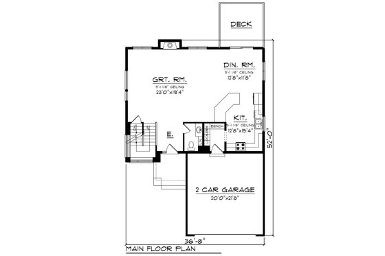 Floor Plan - Main Floor for Modern House Plan #70-1465 - 4 bed, 2.5 bath