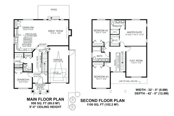Floor Plan - Main Floor for Farmhouse House Plan #1100-54 - 4 bed, 2.5 bath