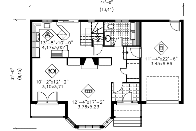 Dream House Plan - Floor Plan - Main Floor for European House Plan #25-249 - 4 bed, 1.5 bath