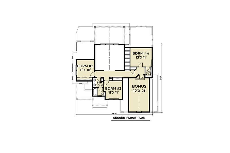 Architectural House Design - Floor Plan - Upper Floor for Craftsman House Plan #1070-29 - 4 bed, 2.5 bath