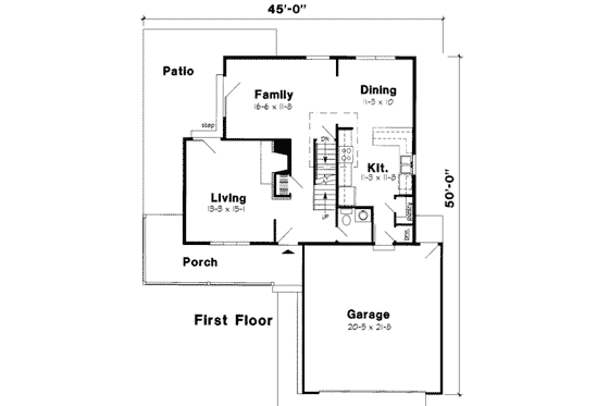 Floor Plan - Main Floor for Traditional House Plan #312-380 - 3 bed, 2.5 bath