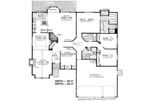 Floor Plan - Main Floor for Traditional House Plan #303-433 - 4 bed, 2 bath
