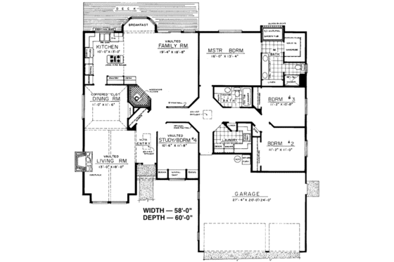 Floor Plan - Main Floor for Traditional House Plan #303-433 - 4 bed, 2 bath