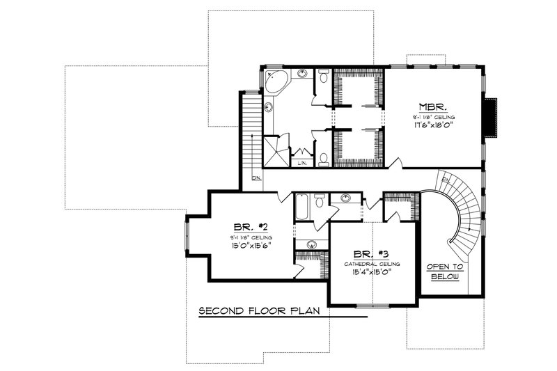 House Design - Floor Plan - Upper Floor for Traditional House Plan #70-1143 - 3 bed, 3.5 bath