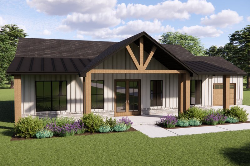 House Blueprint - Exterior - Front Elevation 3 for Farmhouse House Plan #1119-7 - 3 bed, 2 bath