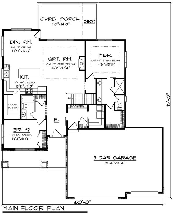 Architectural House Design - Ranch Floor Plan - Main Floor Plan #70-1484