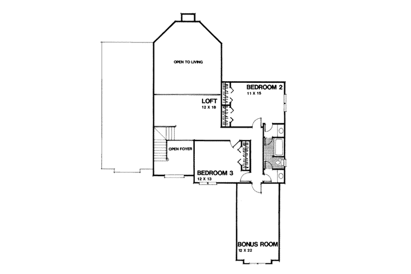 House Plan Design - Floor Plan - Upper Floor for European House Plan #56-201 - 3 bed, 2.5 bath