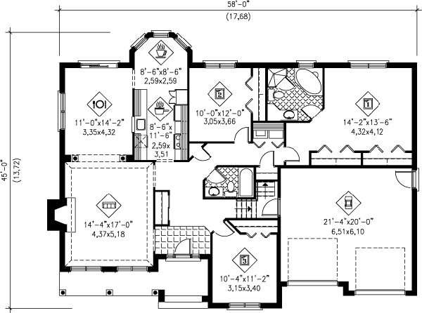 European Floor Plan - Main Floor Plan #25-4109