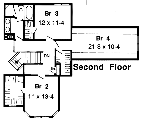 Traditional Floor Plan - Upper Floor Plan #312-292