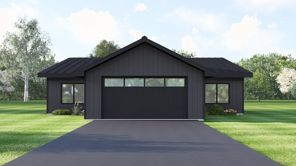 Exterior - Front Elevation 2 for Modern House Plan #1064-460 - 2 bed, 2.5 bath