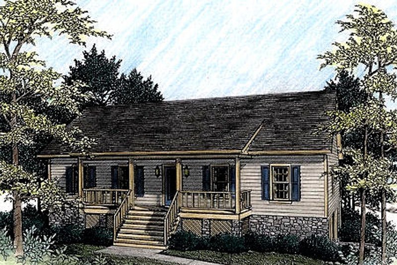 Architectural House Design - Country Exterior - Front Elevation Plan #56-139
