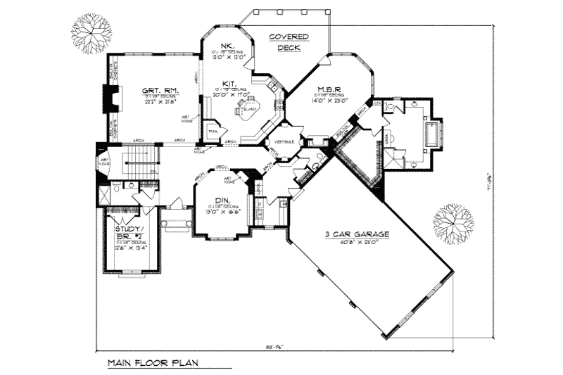 Home Plan - Floor Plan - Main Floor for European House Plan #70-472 - 2 bed, 1.5 bath