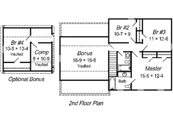 Floor Plan - Upper Floor for Traditional House Plan #329-208 - 3 bed, 2.5 bath
