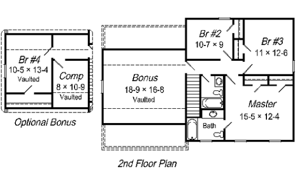 Traditional Floor Plan - Upper Floor Plan #329-208