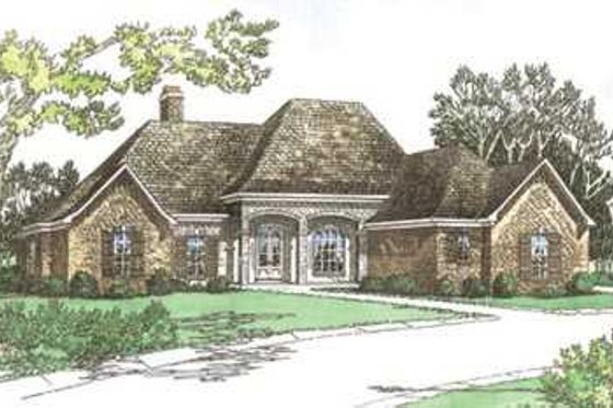 Exterior - Front Elevation for European House Plan #15-145 - 3 bed, 2.5 bath
