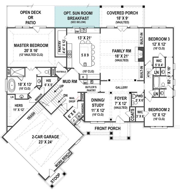 Architectural House Design - European Floor Plan - Main Floor Plan #119-427