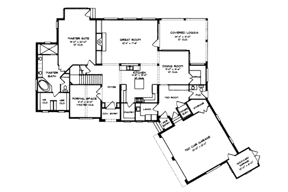Floor Plan - Main Floor for European House Plan #413-824 - 4 bed, 3.5 bath