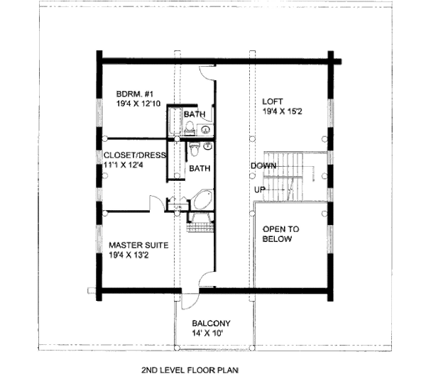 Log Floor Plan - Upper Floor Plan #117-603
