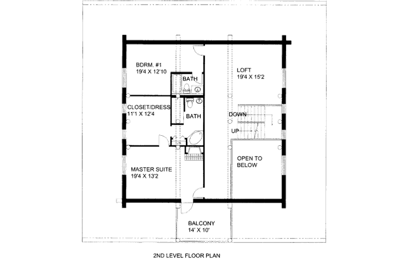 Architectural House Design - Floor Plan - Upper Floor for Log House Plan #117-603 - 2 bed, 2 bath