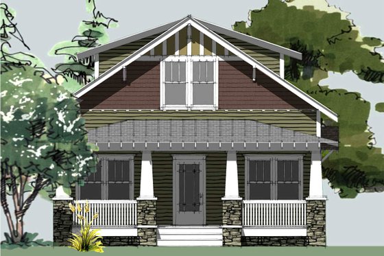 Exterior - Front Elevation 3 for Craftsman House Plan #461-64 - 3 bed, 2.5 bath