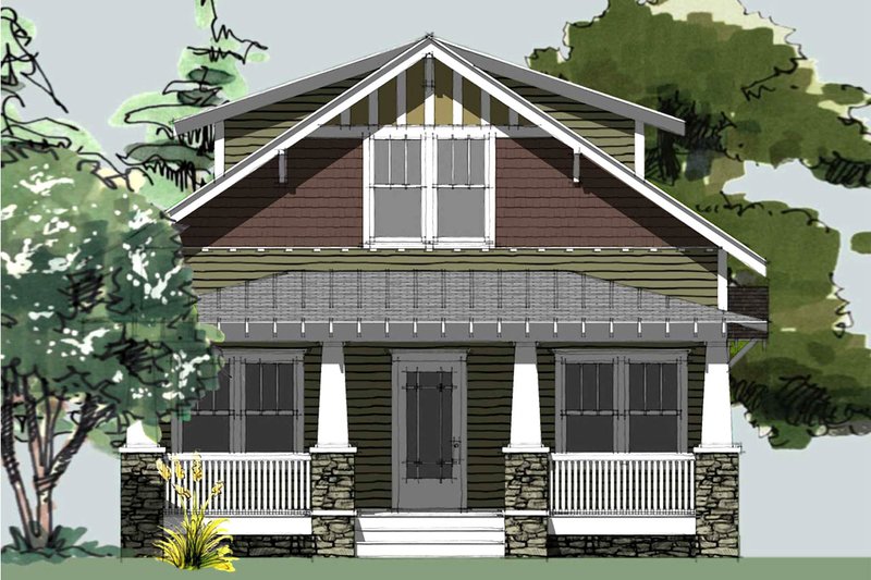 Architectural House Design - Exterior - Front Elevation 3 for Craftsman House Plan #461-64 - 3 bed, 2.5 bath