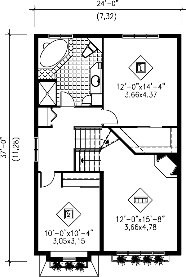 European Floor Plan - Upper Floor Plan #25-230
