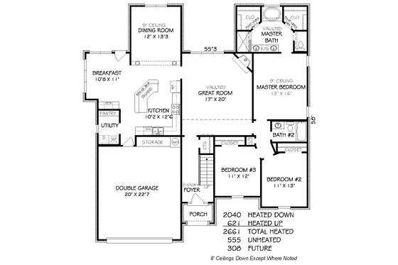 Floor Plan - Main Floor for Traditional House Plan #424-144 - 5 bed, 3 bath
