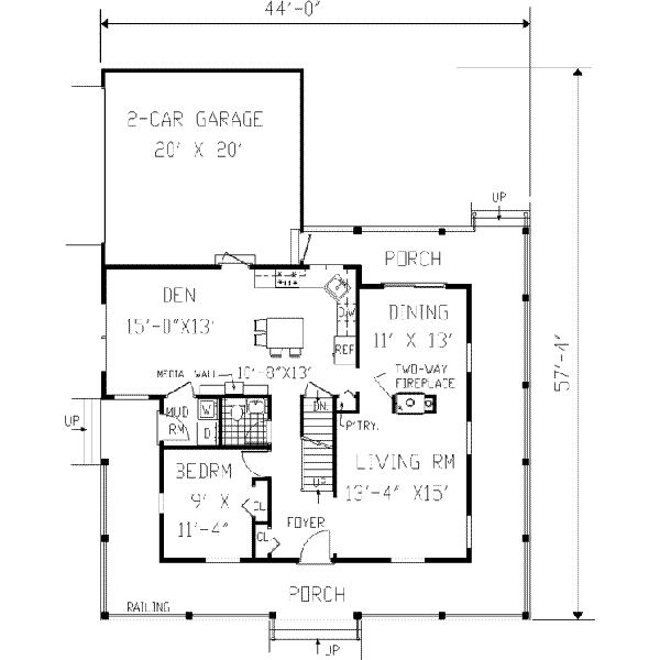 House Blueprint - Ranch Floor Plan - Main Floor Plan #3-154