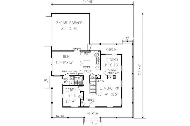 Home Plan - Floor Plan - Main Floor for Farmhouse House Plan #3-154 - 4 bed, 2.5 bath