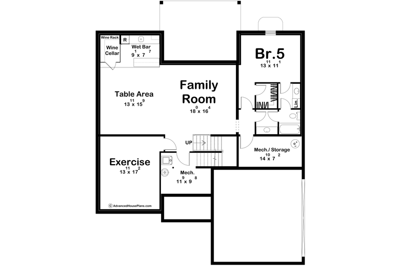 Architectural House Design - Floor Plan - Lower Floor for Mediterranean House Plan #455-790 - 4 bed, 3.5 bath