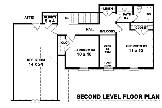 Floor Plan - Upper Floor for Colonial House Plan #81-1434 - 3 bed, 3 bath