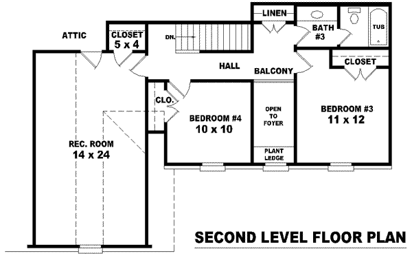 Colonial Floor Plan - Upper Floor Plan #81-1434