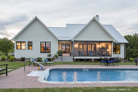 Exterior - Rear Elevation for Country House Plan #929-8 - 3 bed, 2 bath