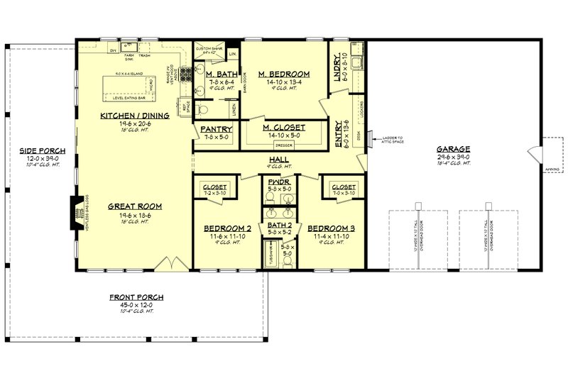 Home Plan - Floor Plan - Main Floor for Barndominium House Plan #430-333 - 3 bed, 2.5 bath