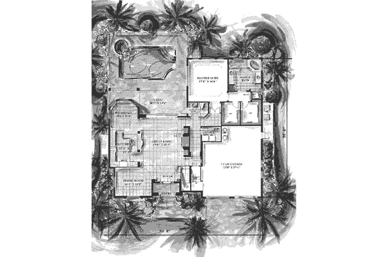 Floor Plan - Main Floor for Mediterranean House Plan #27-292 - 4 bed, 3.5 bath