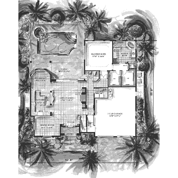 Mediterranean Floor Plan - Main Floor Plan #27-292