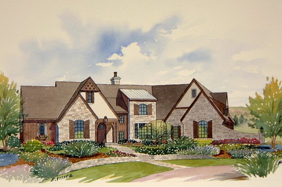 Exterior - Front Elevation for Country House Plan #901-104 - 3 bed, 2.5 bath