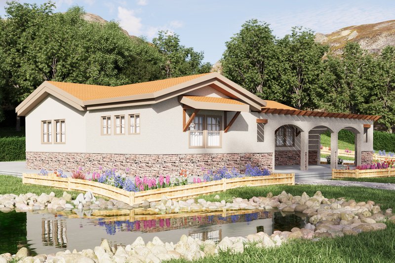 Architectural House Design - Exterior - Front Elevation 4 for Mediterranean House Plan #1106-111 - 3 bed, 1 bath