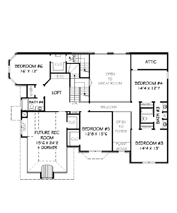 European Floor Plan - Upper Floor Plan #424-62