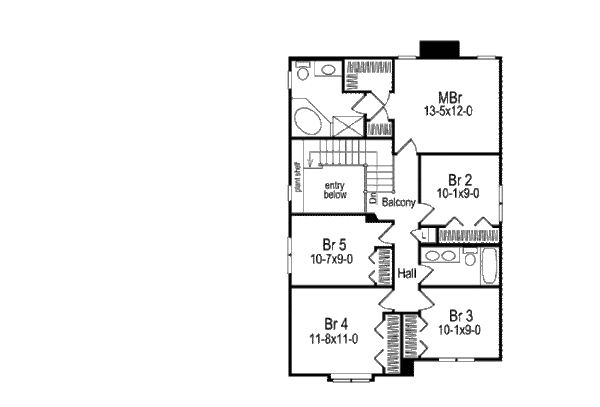 Traditional Floor Plan - Upper Floor Plan #57-268